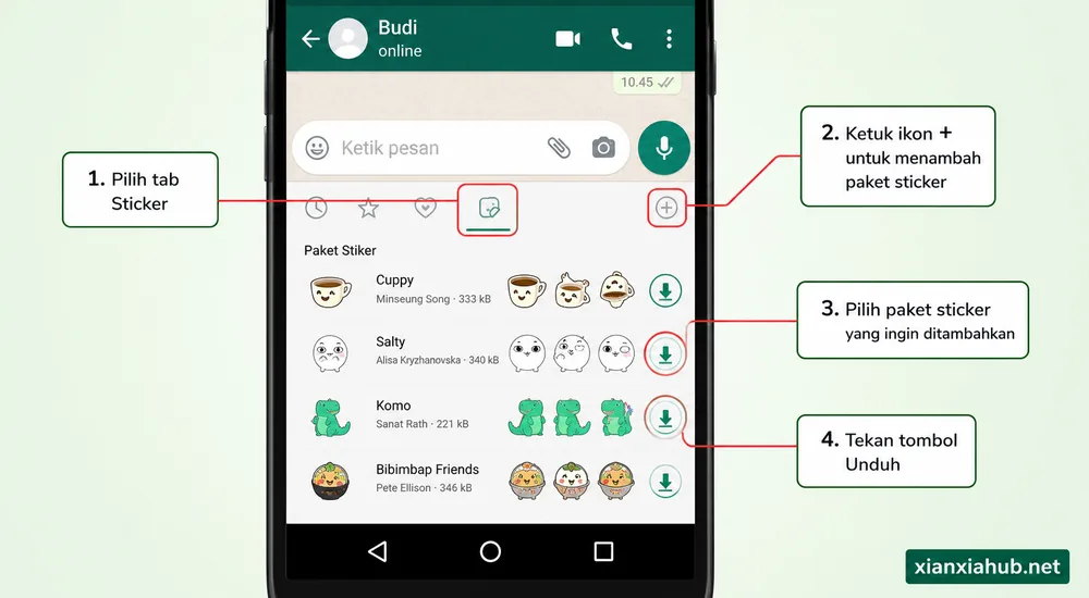 Tutorial menambah sticker WhatsApp dari paket sticker bawaan di Android