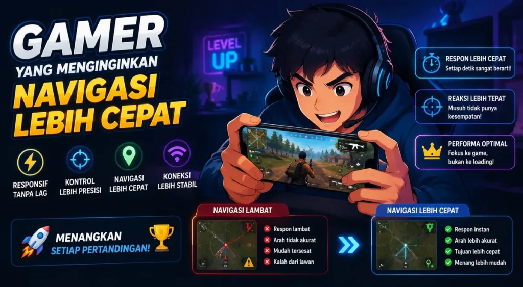 Gamer memainkan game mobile dengan performa Android yang lebih cepat, responsif, stabil, dan minim lag untuk meningkatkan pengalaman bermain.