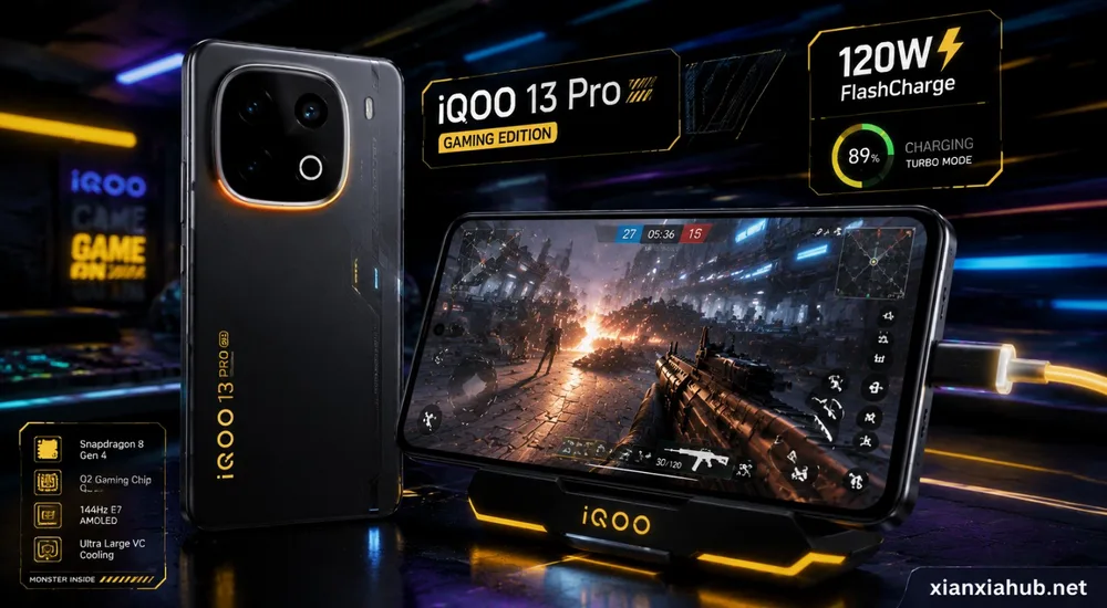 iQOO 13 Pro Gaming Edition sedang charging cepat sambil bermain game FPS