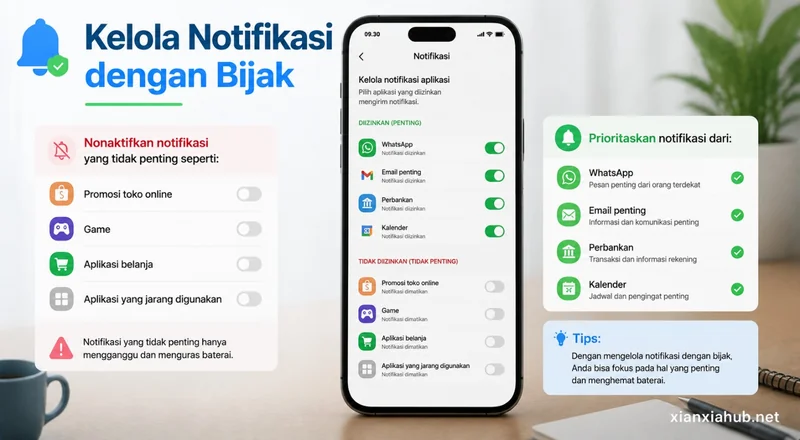 Kelola notifikasi aplikasi dengan bijak