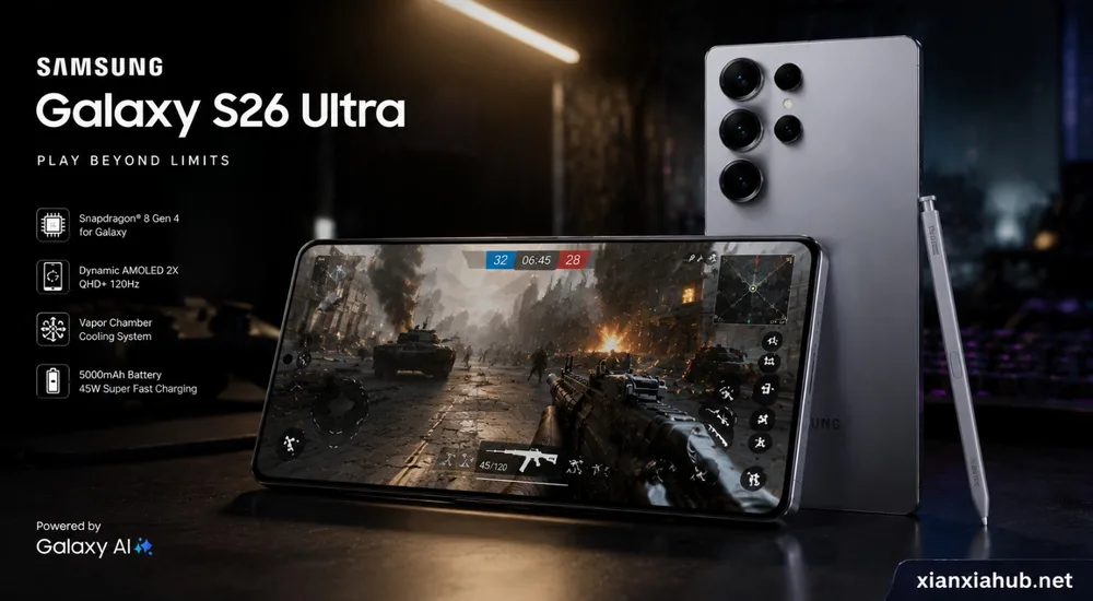 Samsung Galaxy S26 Ultra digunakan untuk bermain game FPS dengan grafis tinggi