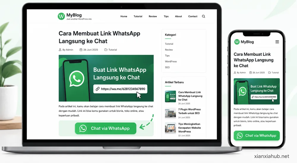 Contoh pemasangan tombol WhatsApp pada website WordPress