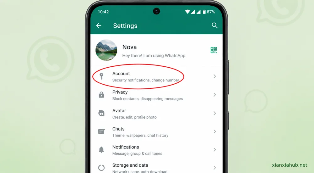 Menu Pengaturan WhatsApp untuk mengaktifkan verifikasi dua langkah