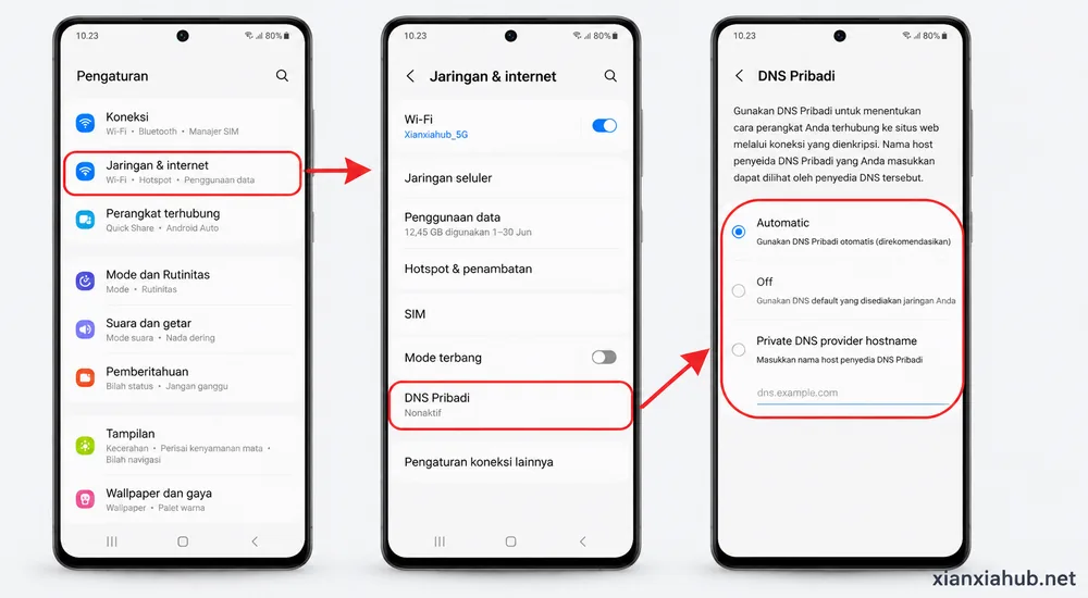 Menu Private DNS di Android untuk mengganti DNS dengan mudah