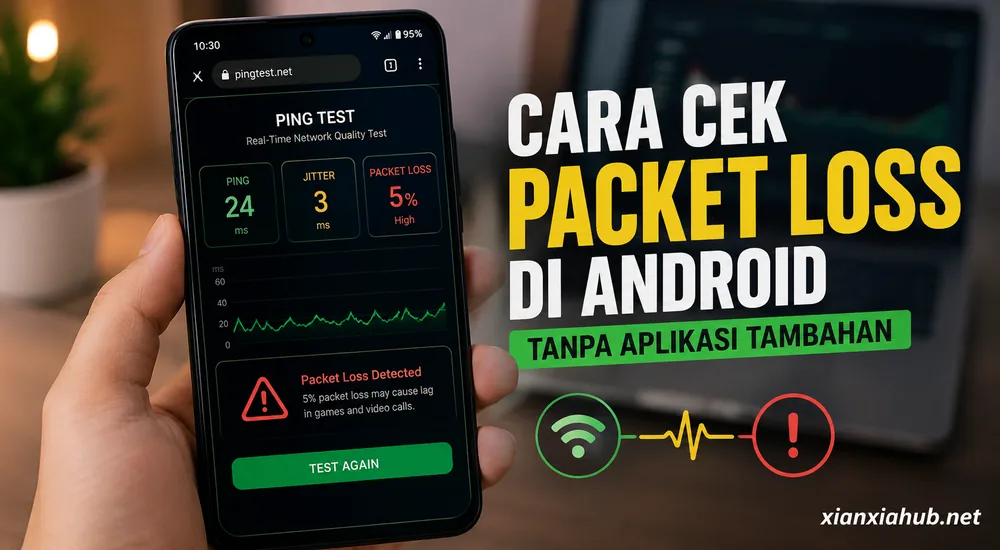 Cara cek packet loss di Android tanpa aplikasi tambahan menggunakan browser untuk mengetahui kualitas koneksi internet