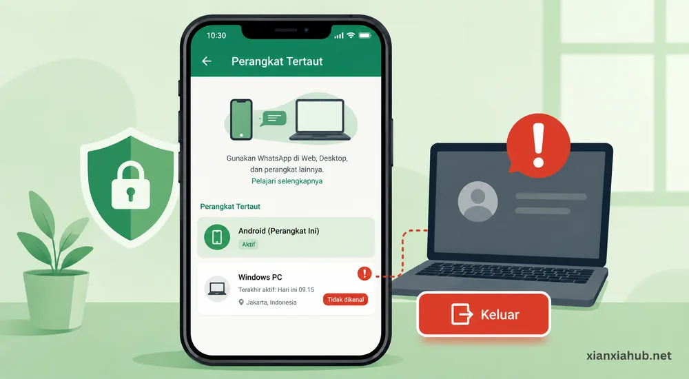 Menu Perangkat Tertaut WhatsApp untuk memeriksa apakah akun disadap