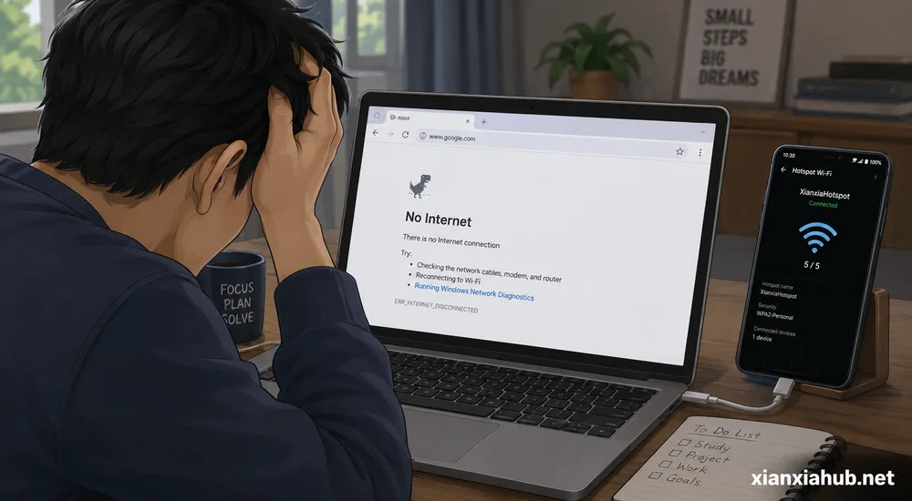 Laptop terhubung ke hotspot Android tetapi tidak ada akses internet.