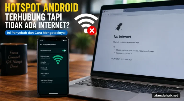 Penyebab hotspot Android terhubung tetapi tidak ada internet pada laptop beserta ilustrasi koneksi hotspot