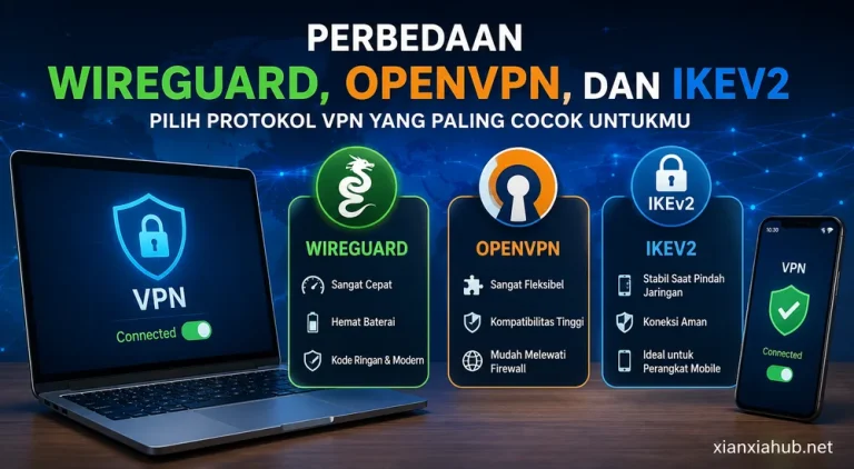 Perbedaan WireGuard, OpenVPN, dan IKEv2 pada VPN beserta perbandingan kecepatan, keamanan, dan stabilitas.