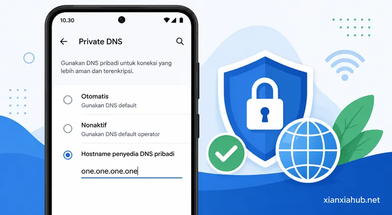 Menu Private DNS Android dengan hostname one.one.one.one untuk Cloudflare DNS